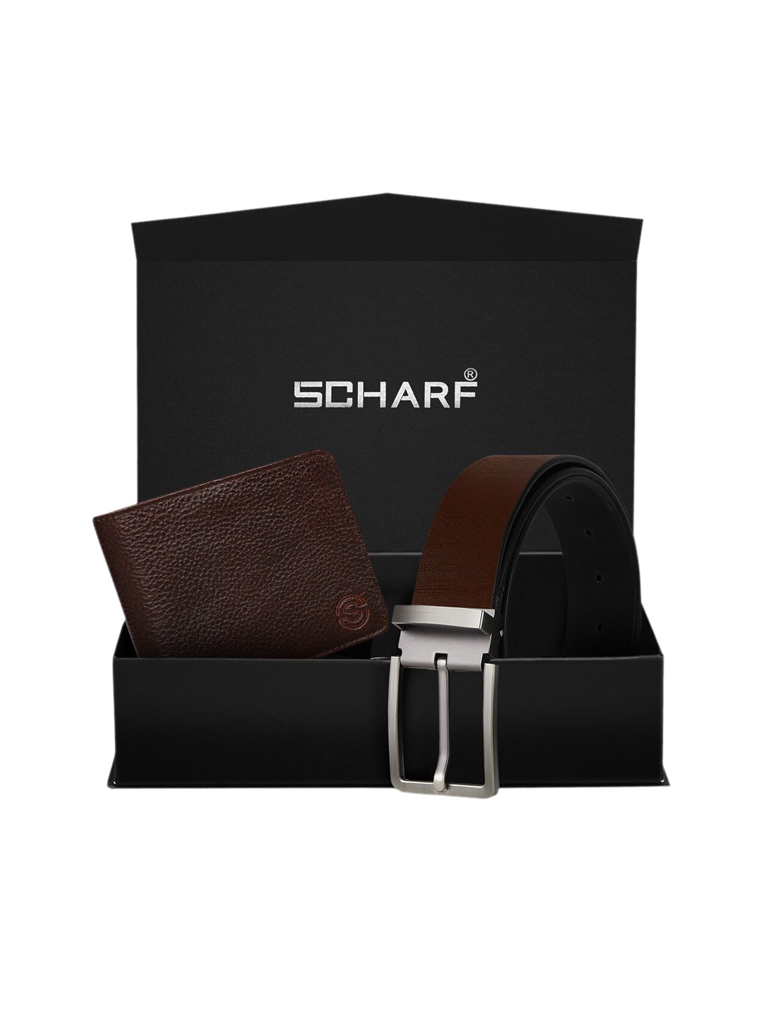 SCHARF Men Brown RFID Protected Genuine Leather Accessory Gift Set
