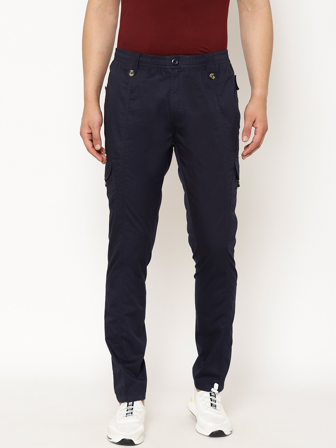 

SAPPER Men Navy Blue Slim Fit Solid Cargos