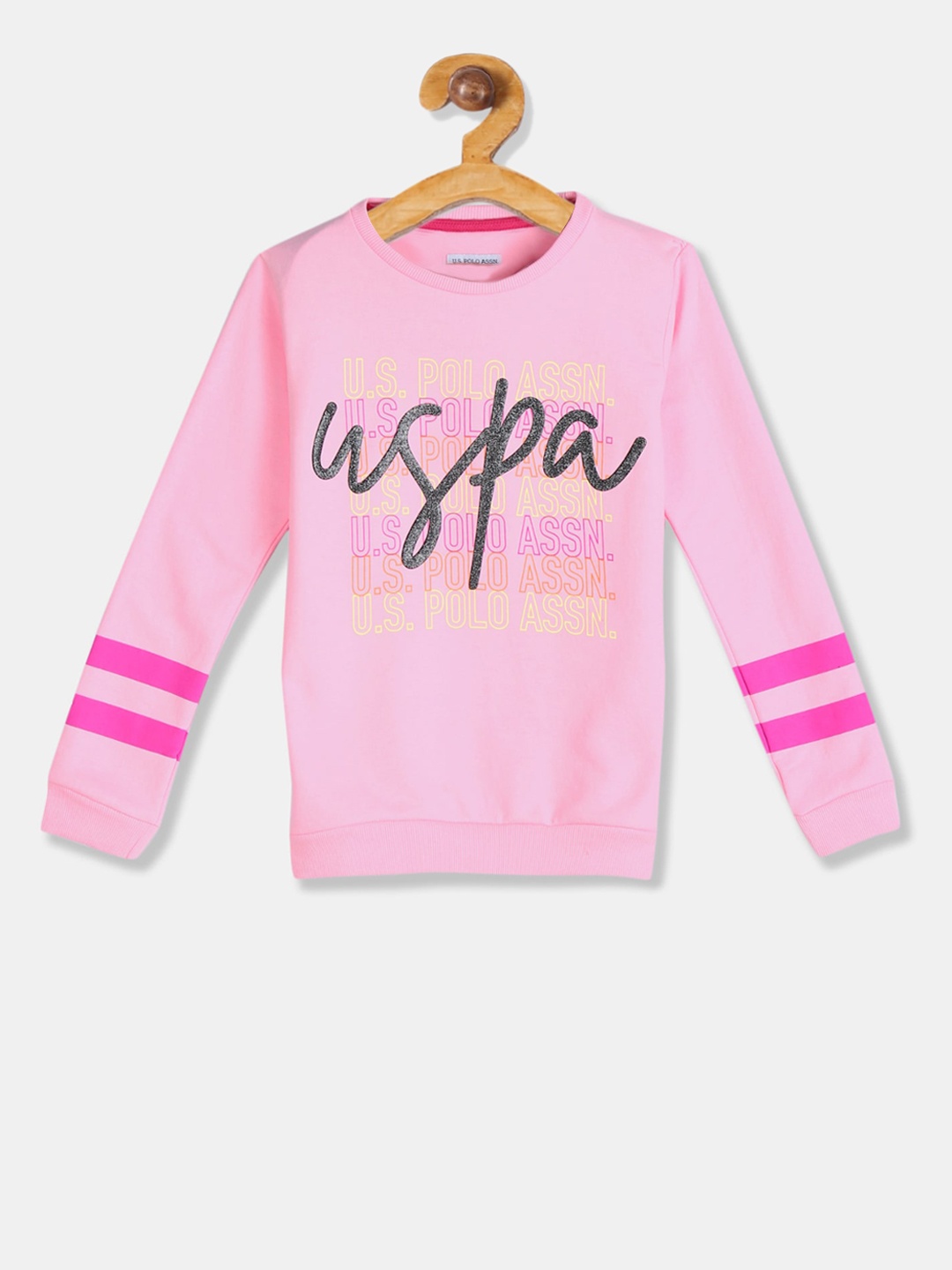 

U.S. Polo Assn. Kids Girls Pink Printed Sweatshirt