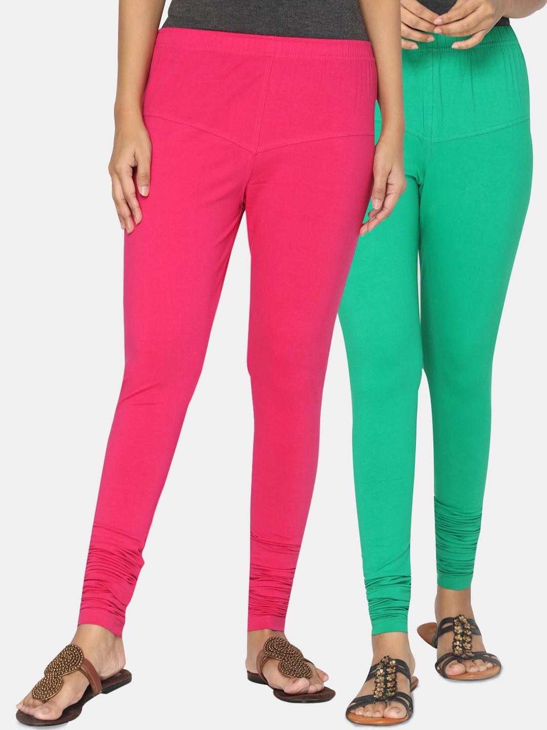 

TSG Bliss Women Pack of 2 Bio Wash Churidar Leggings, Pink