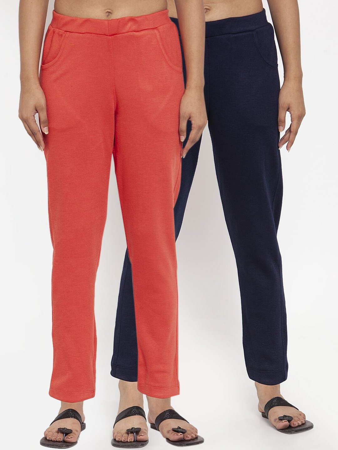 

TAG 7 Women Pack of 2 Solid Acrylic Leggings, Peach