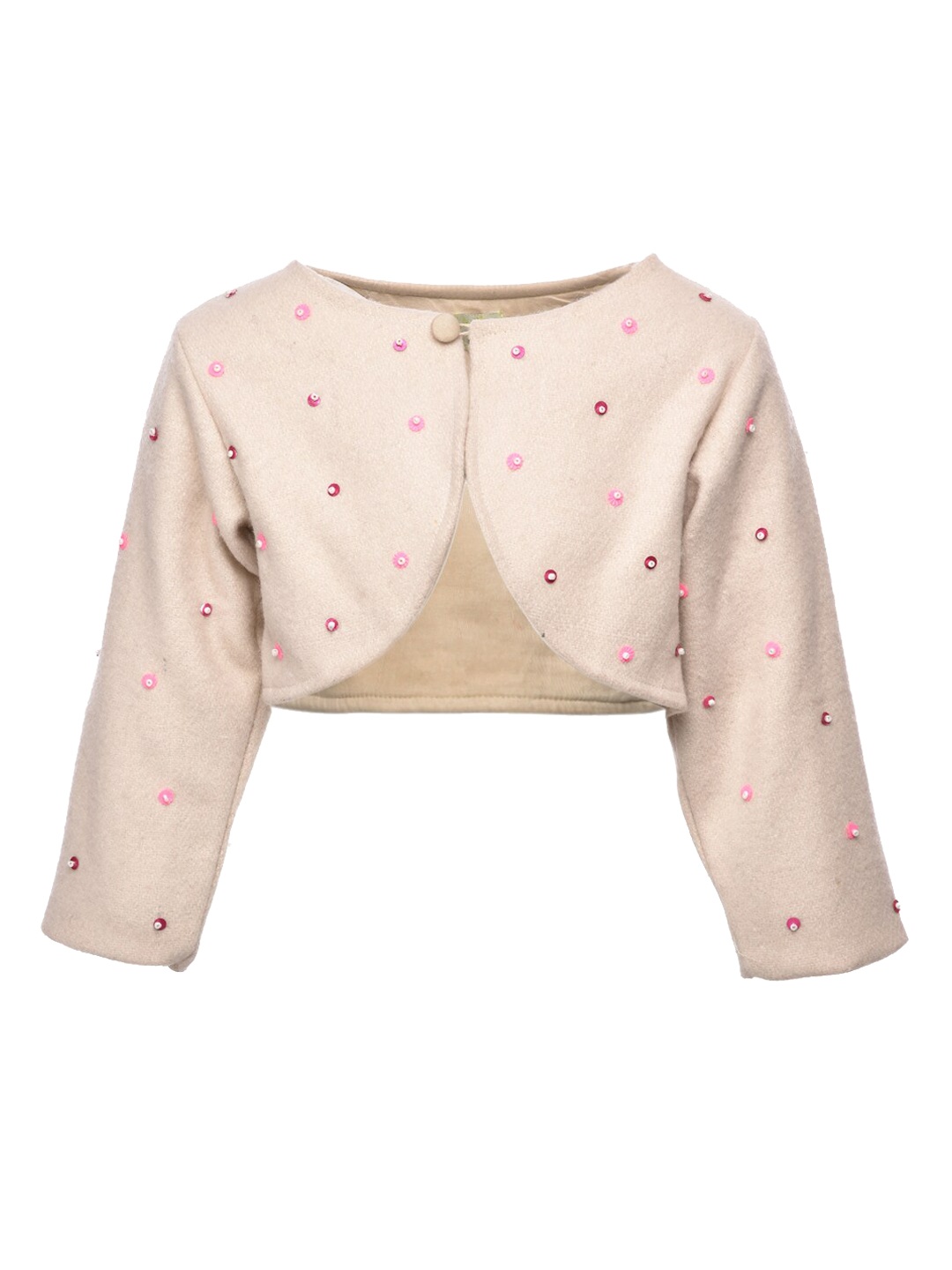 

A Little Fable Girls Off-White Self Design Open Front Shrug