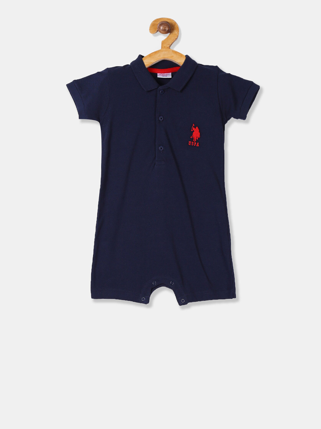 

U.S. Polo Assn. Kids Navy Blue Solid Bodysuit