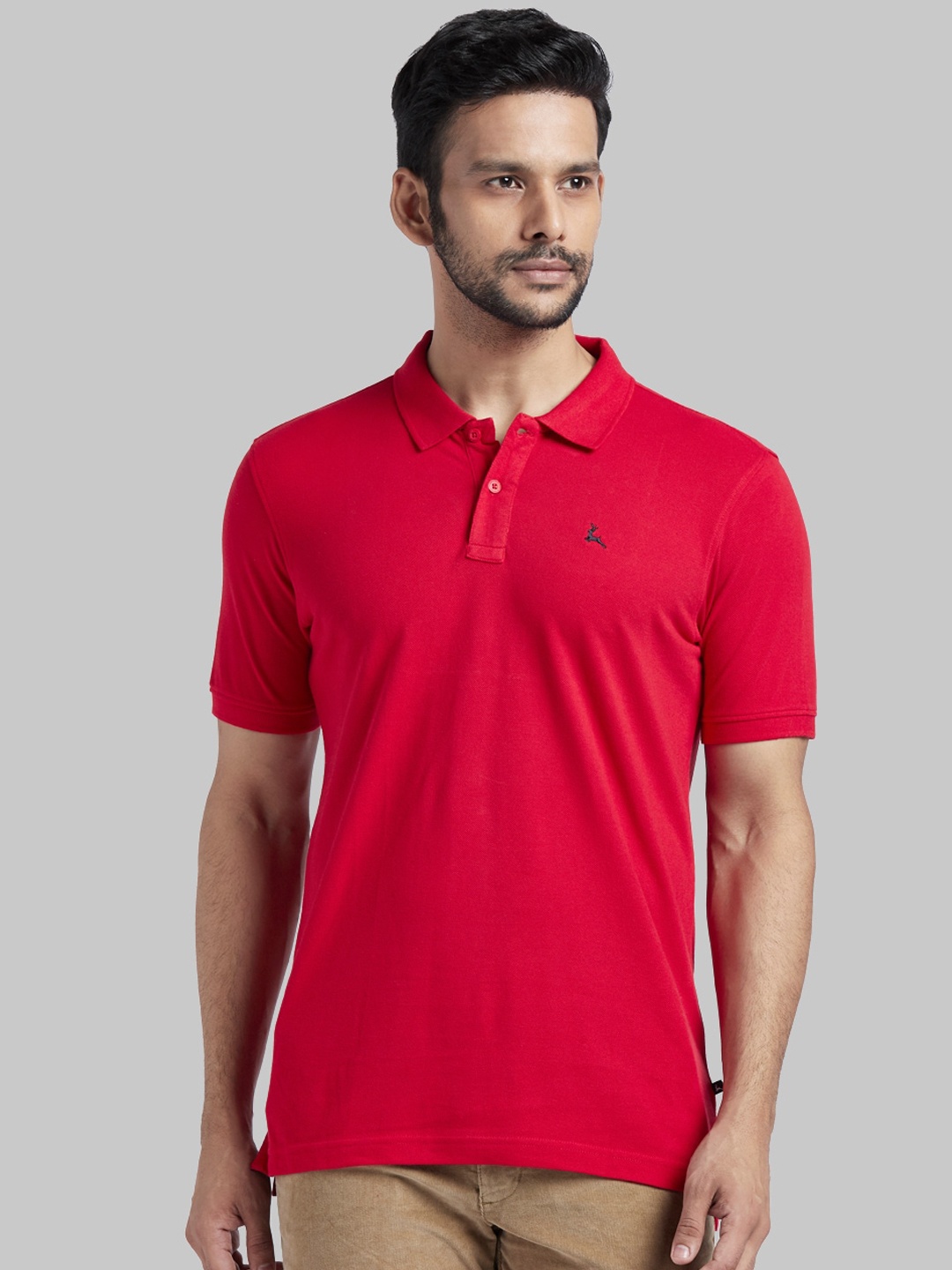 

Parx Men Red Solid Polo Collar T-shirt