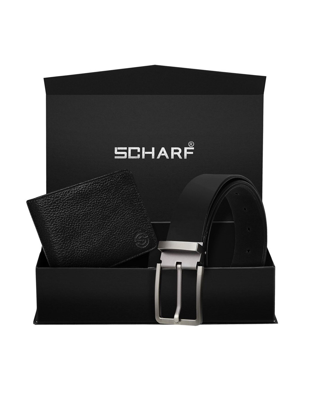 

SCHARF Men Black Genuine Leather Formal Belt & Wallet Gift Set