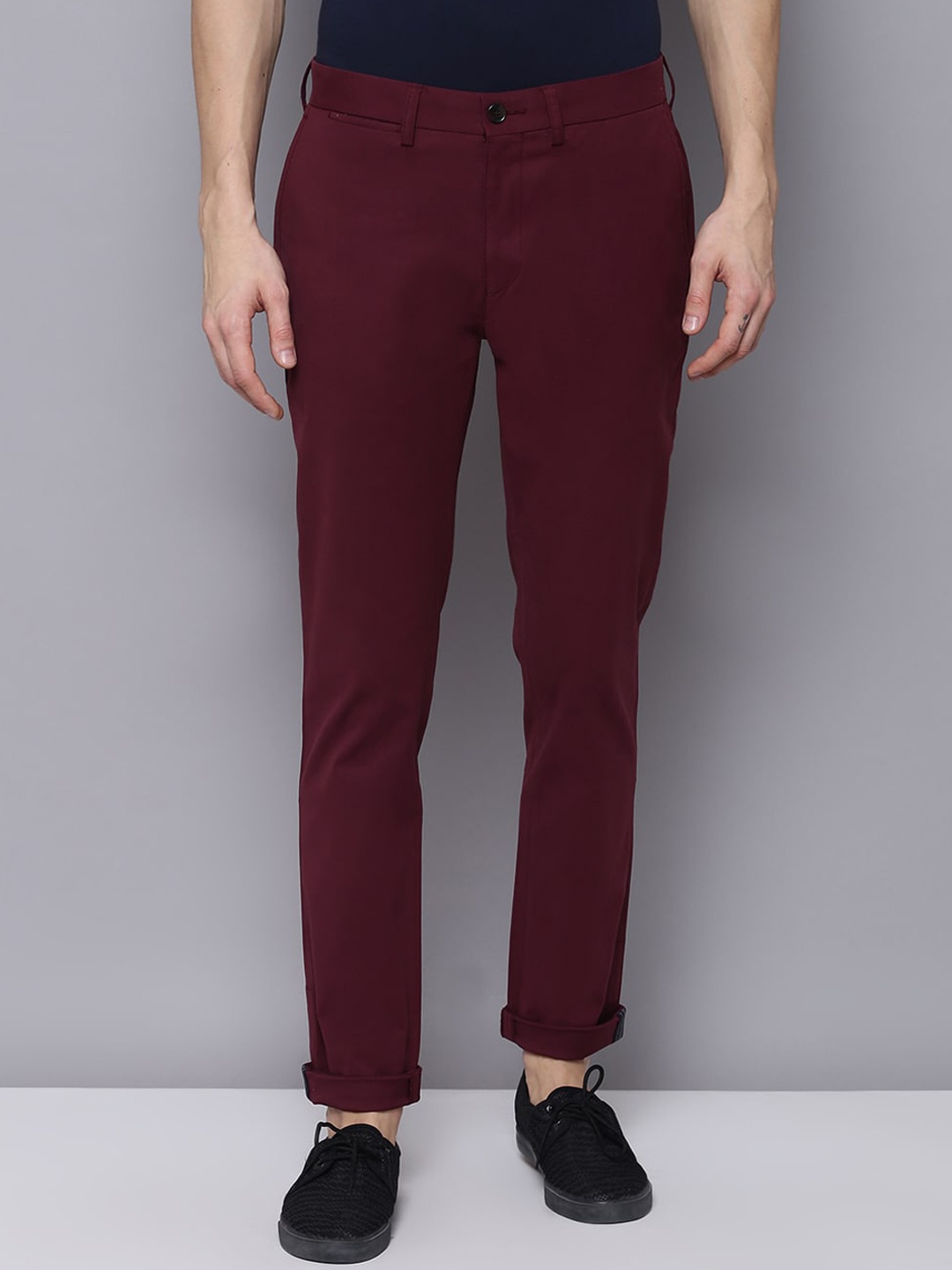 

BEN SHERMAN Men Maroon Skinny Fit Solid Chinos