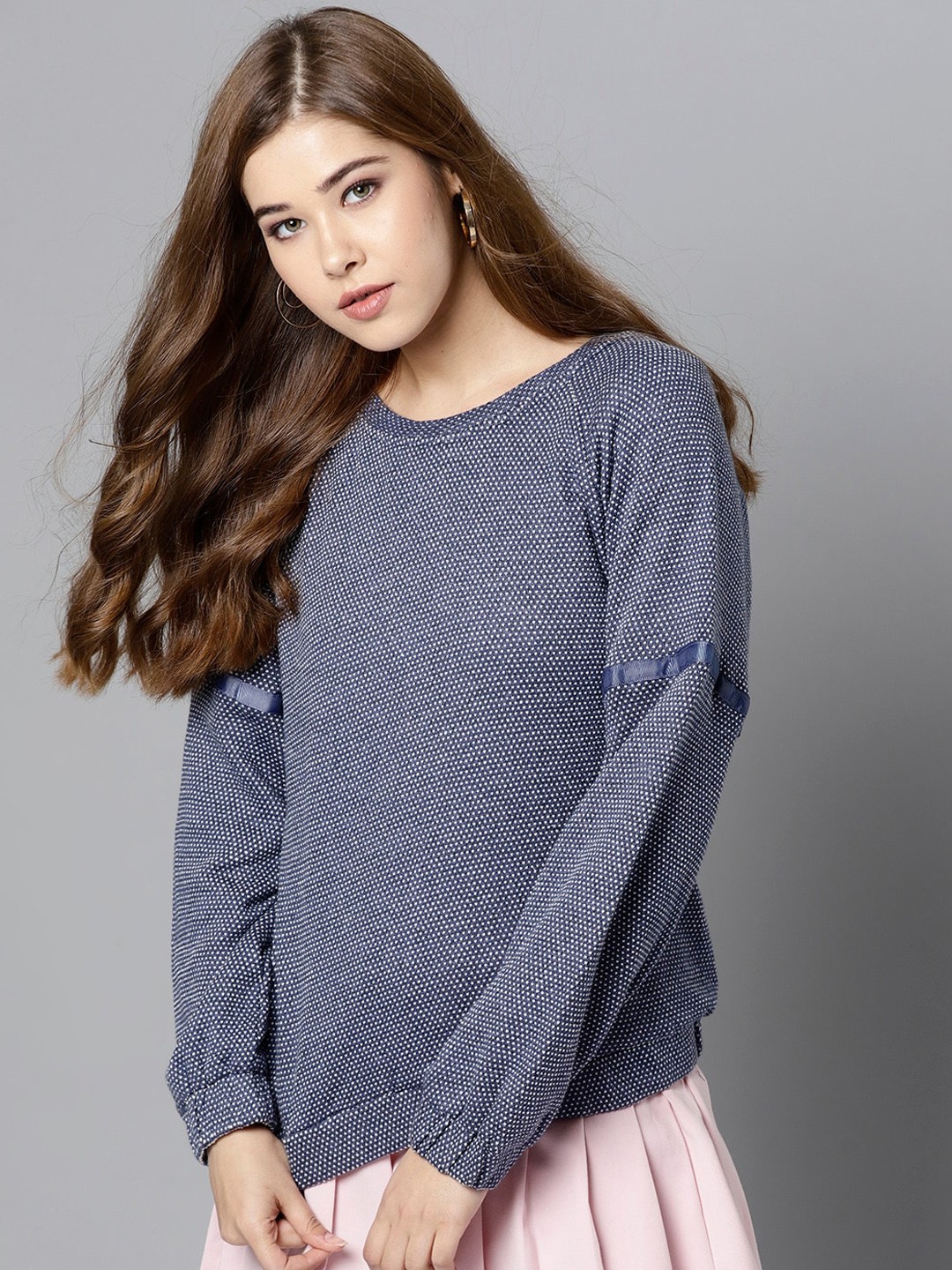 

Carlton London Women Blue Self Design Sweatshirt