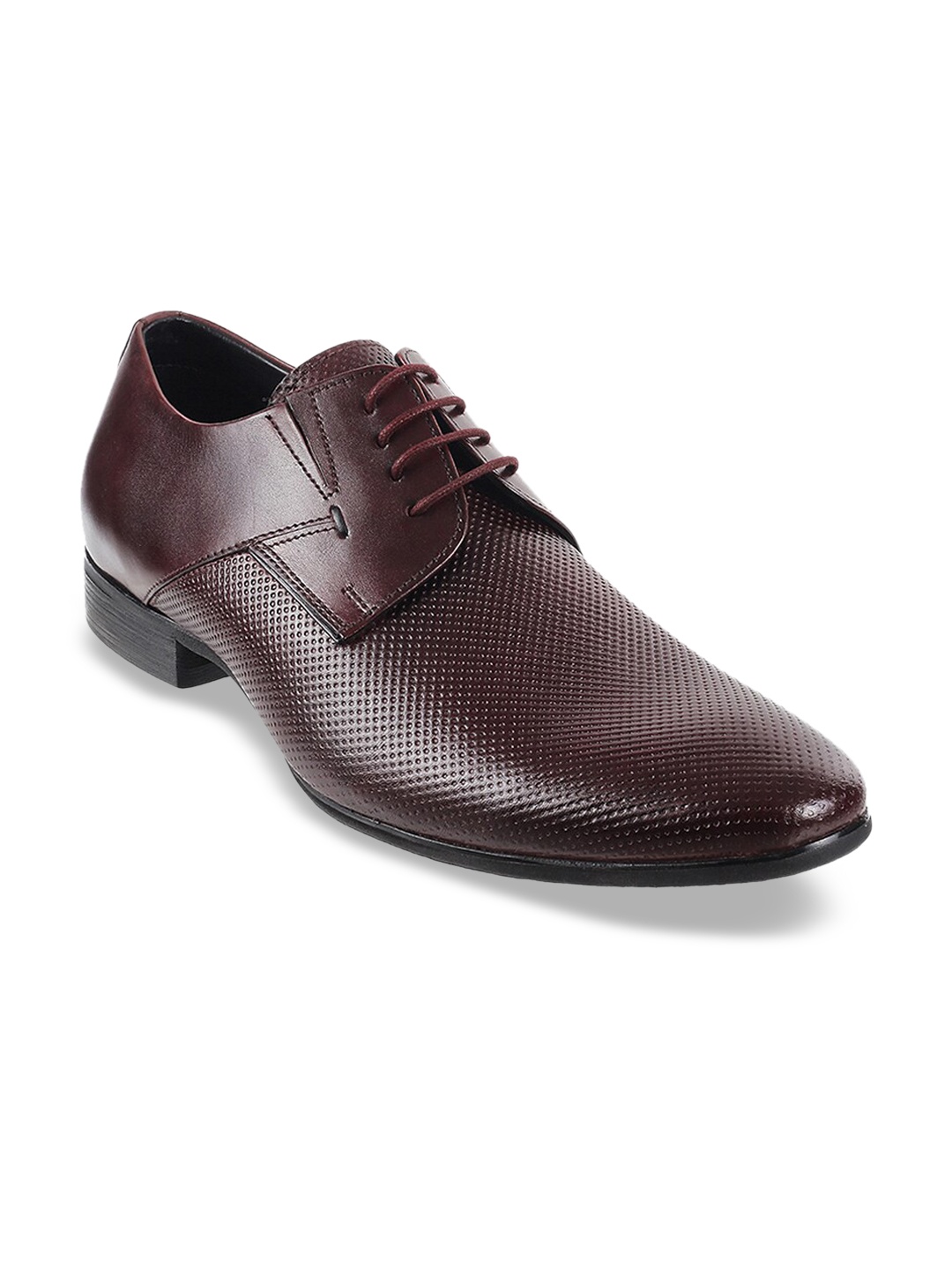 

DAVINCHI Men Maroon Solid Leather Oxfords