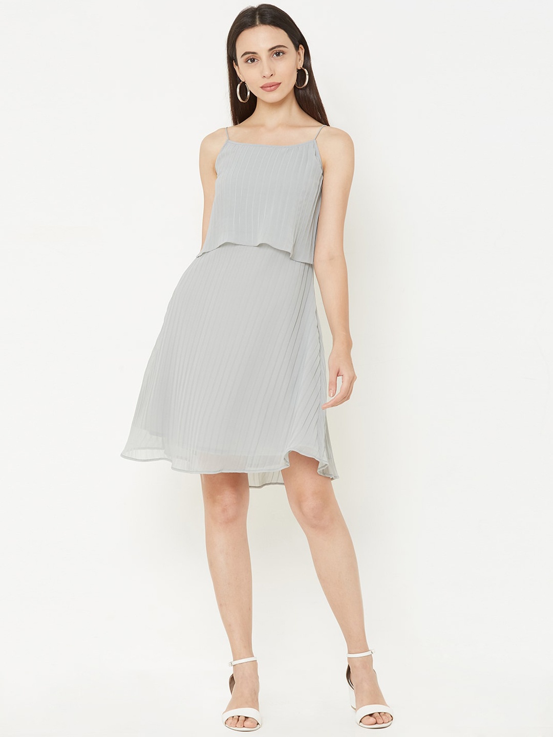 

MISH Women Grey Striped A-Line Dress