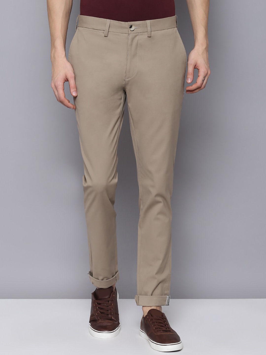

BEN SHERMAN Men Beige Skinny Fit Solid Chinos