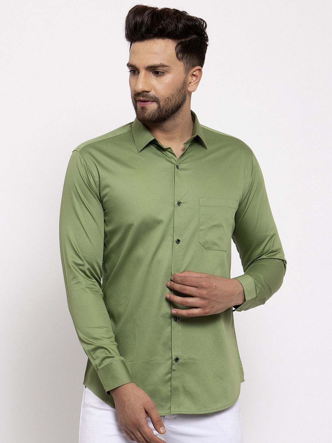 

JAINISH Men Green Regular Fit Solid Casual Shirt