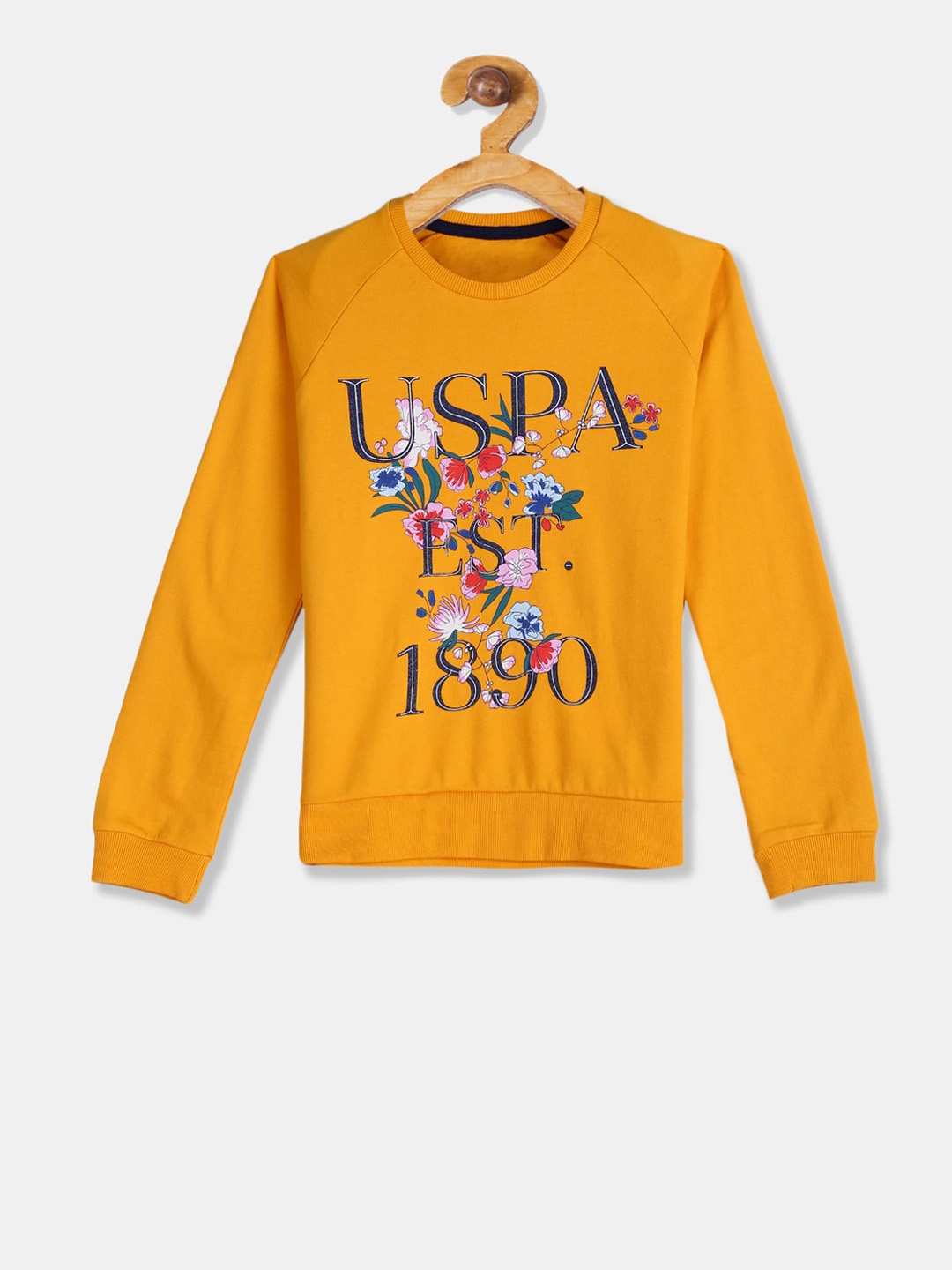 

U.S. Polo Assn. Kids Girls Yellow Printed Sweatshirt