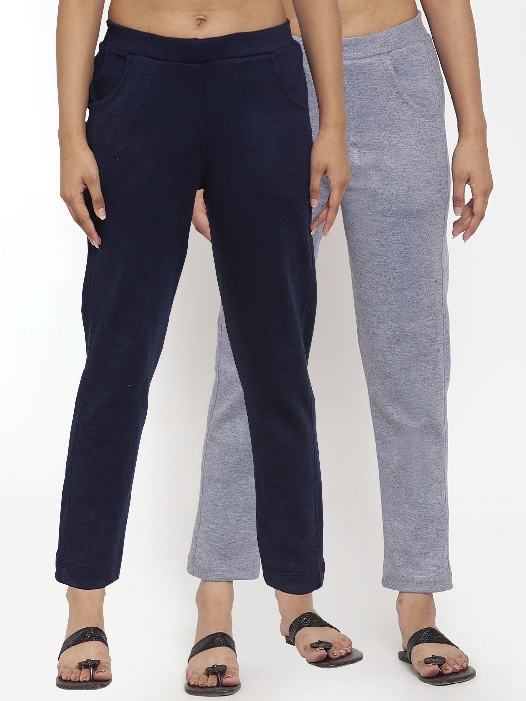 

TAG 7 Women Acrylic Pack of 2 Wool Blend Ankle-Length Leggings Pants, Grey