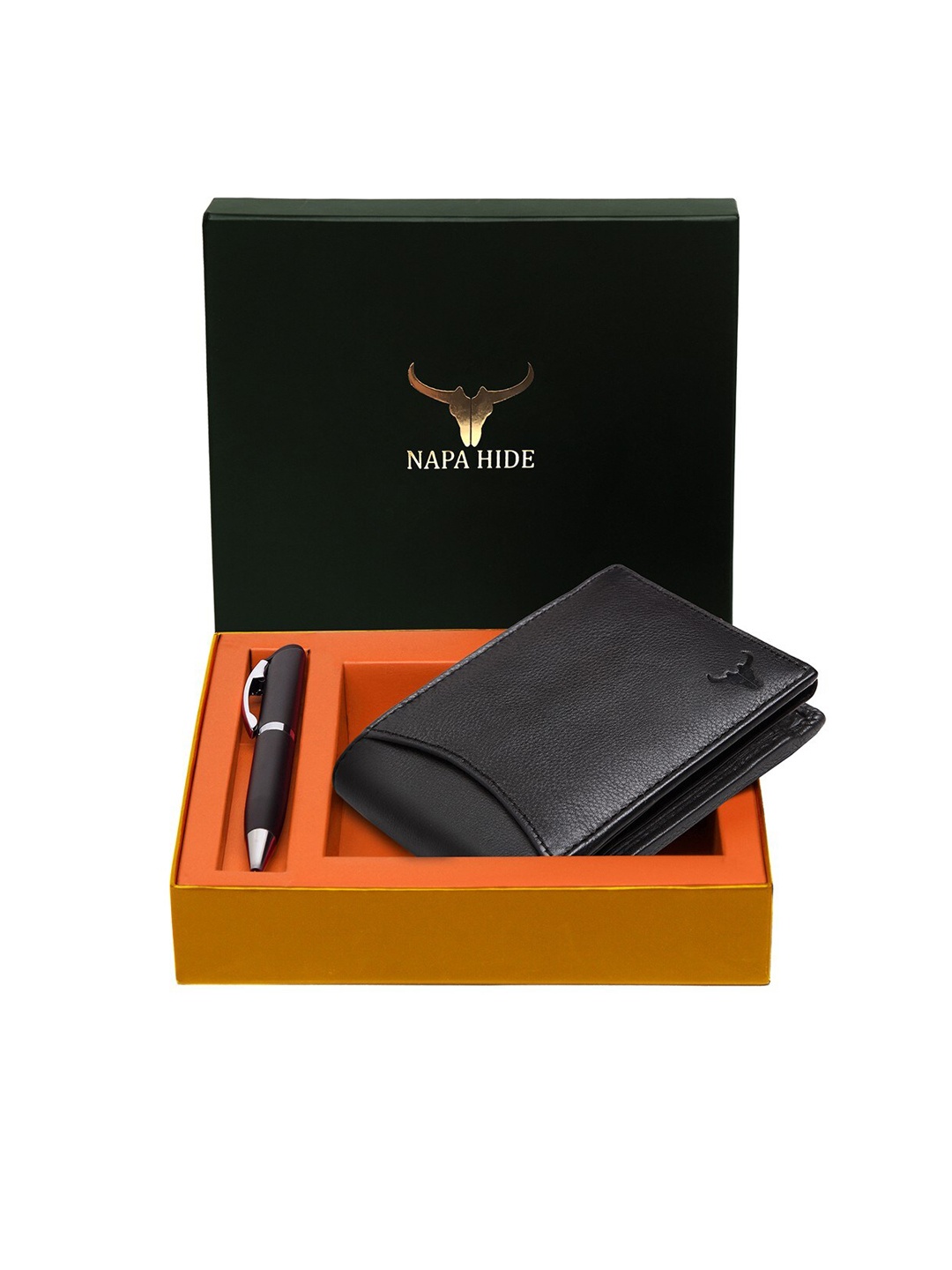 NAPA HIDE Men Black RFID Protected Genuine Leather Accessory Gift Set