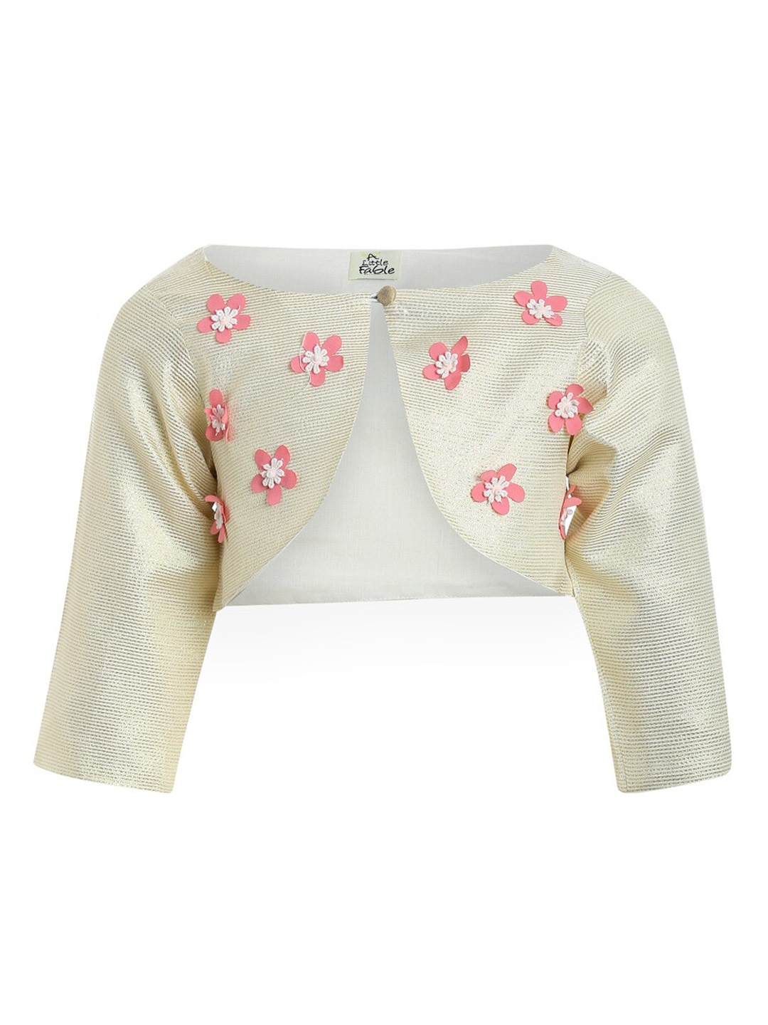 

A Little Fable Girls Gold-Toned Self Design Open Front Shrug