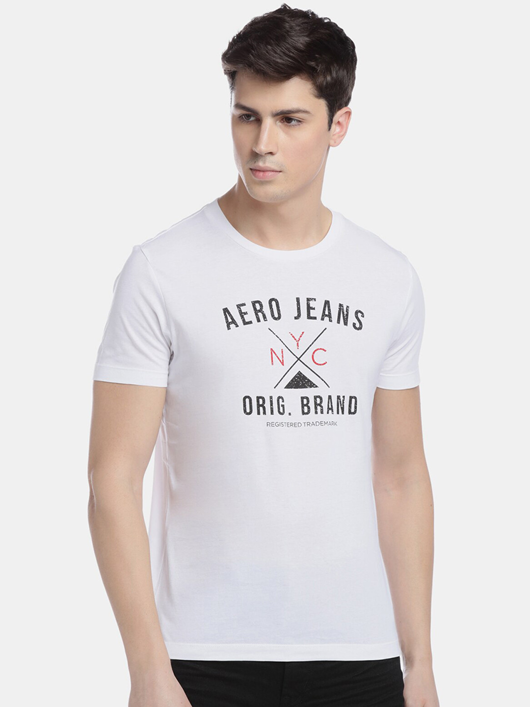 

Aeropostale Men White Printed Round Neck T-shirt