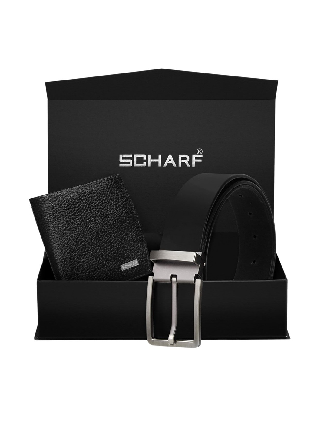 

SCHARF Men Black Genuine Leather Formal Belt & Wallet Gift Set