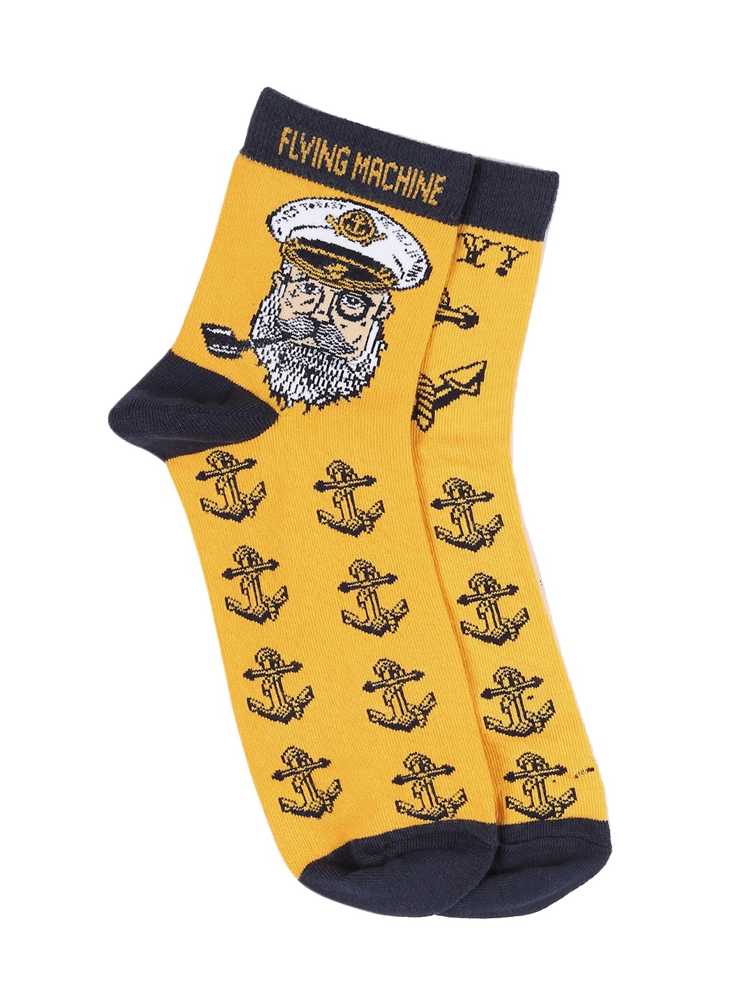 

Flying Machine Men Yellow & Black Patterned Above-Ankle Length Socks
