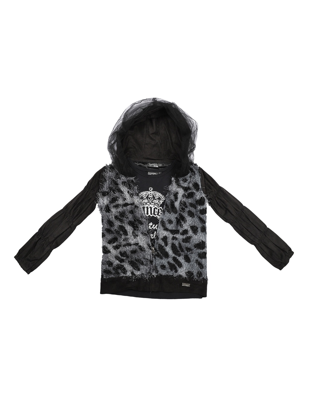 

Actuel Girls Black & Grey Leopard Printed Cotton Sweatshirt