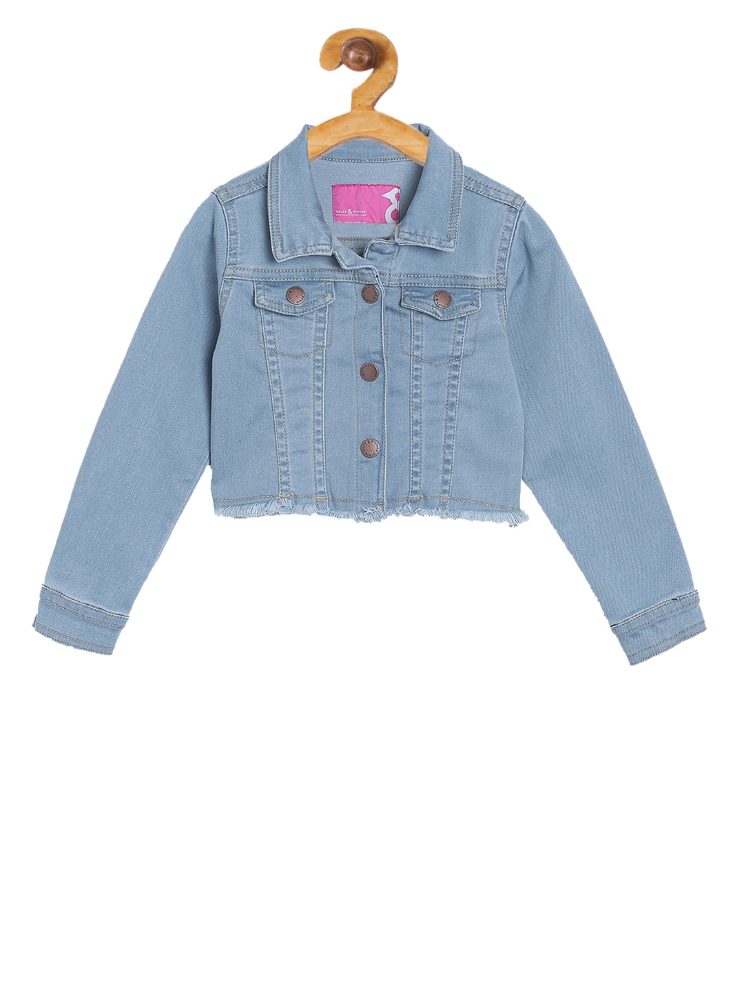 

TALES & STORIES Girls Blue Solid Denim Jacket