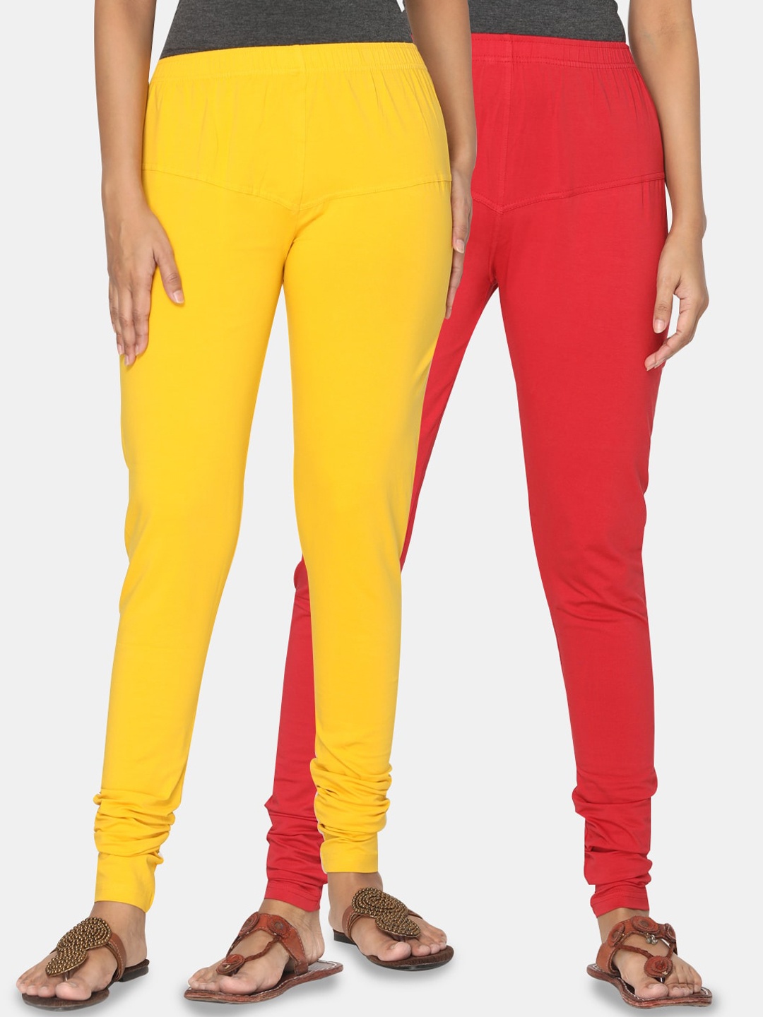 

The Childrens Place Women Pack of 2 Churidar Length Leggings, Mustard