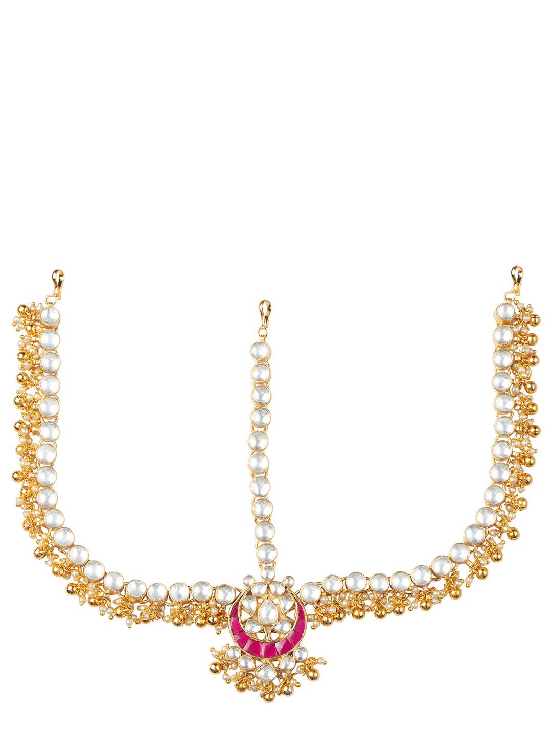 

MORKANTH JEWELLERY 24K Gold Plated Pachhi Kundan Mathapatti, White