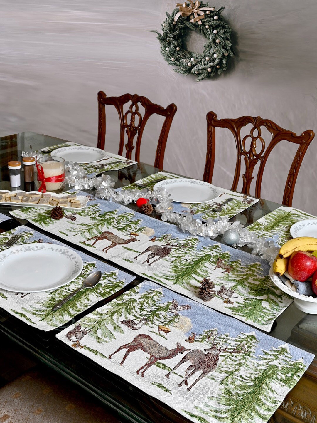 AVI Living Set Of 6 Snow Top Table Mats, Green