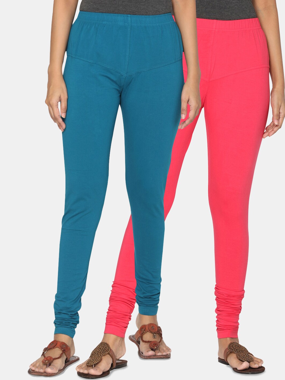 

TSG Bliss Women Pack of 2 Bio Wash Churidar Leggings, Pink