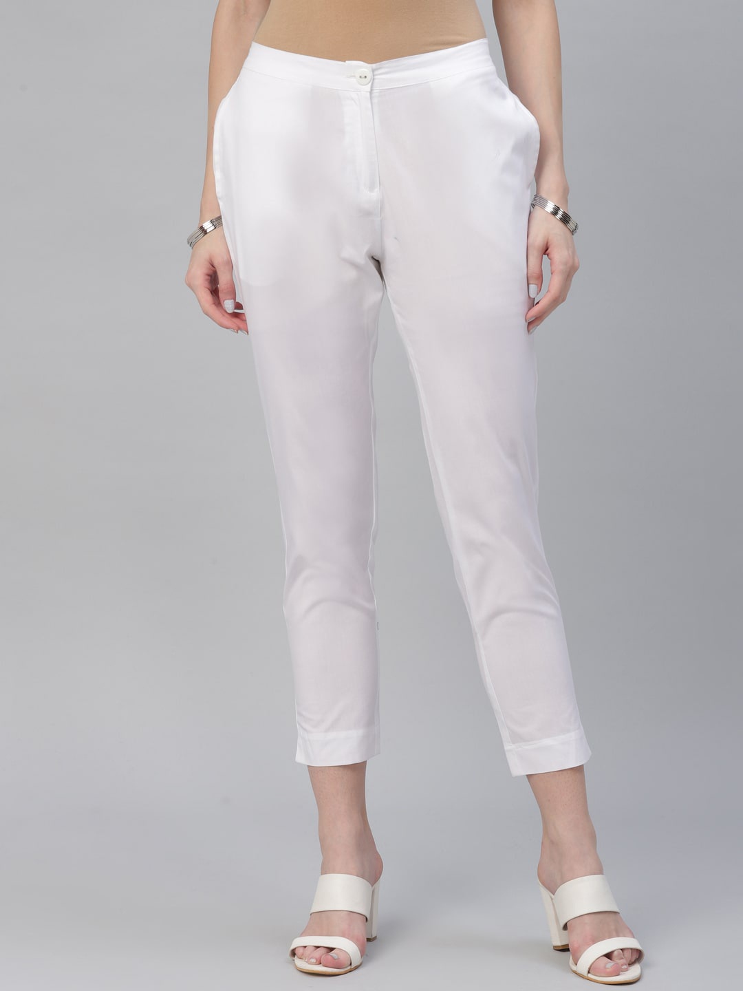 

Libas Women White Cigarette Trousers