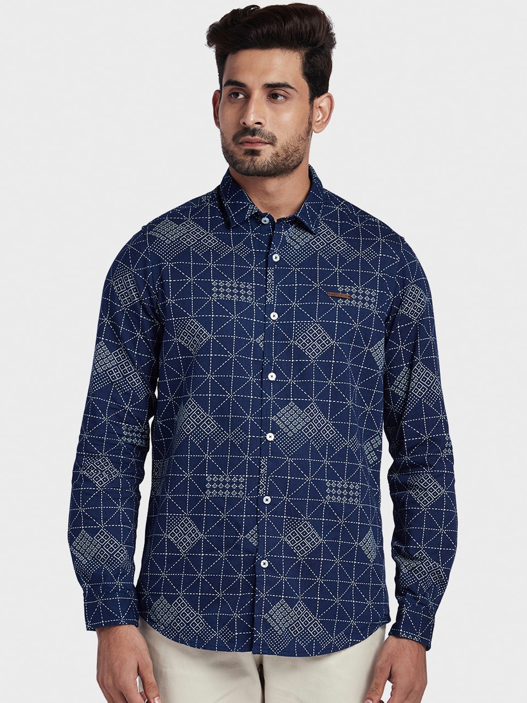

ColorPlus Men Blue Regular Fit Printed Casual Shirt