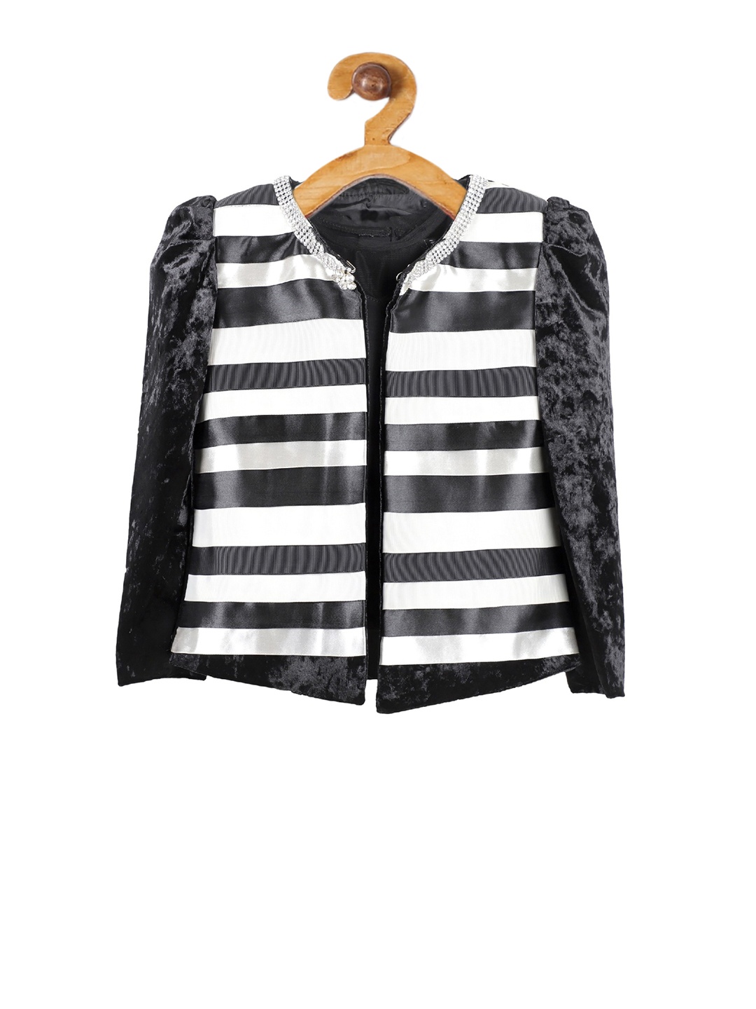 

Actuel Girls Black & White Striped Satin Tailored Jacket