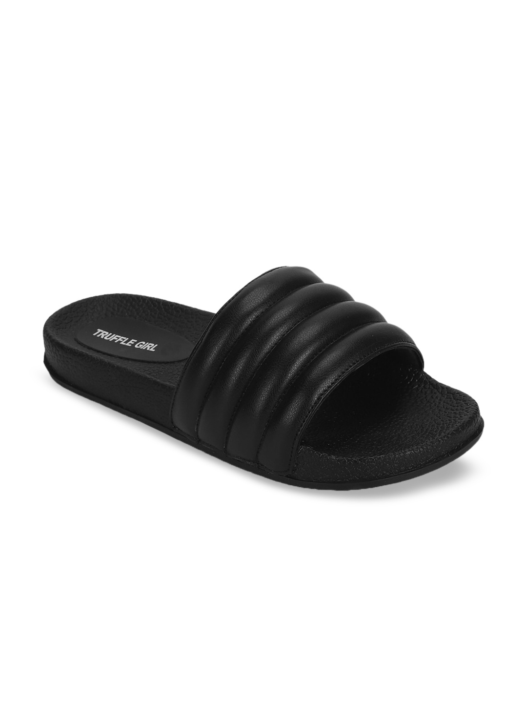 

Truffle Collection Women Black Solid PU Open Toe Flats