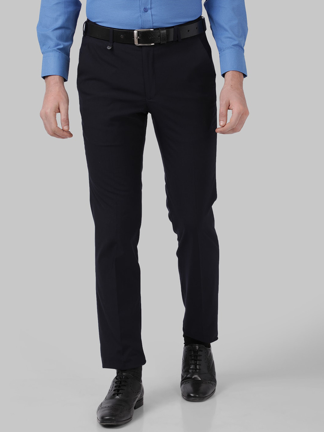 

Park Avenue Men Blue Regular Fit Solid Formal Trousers