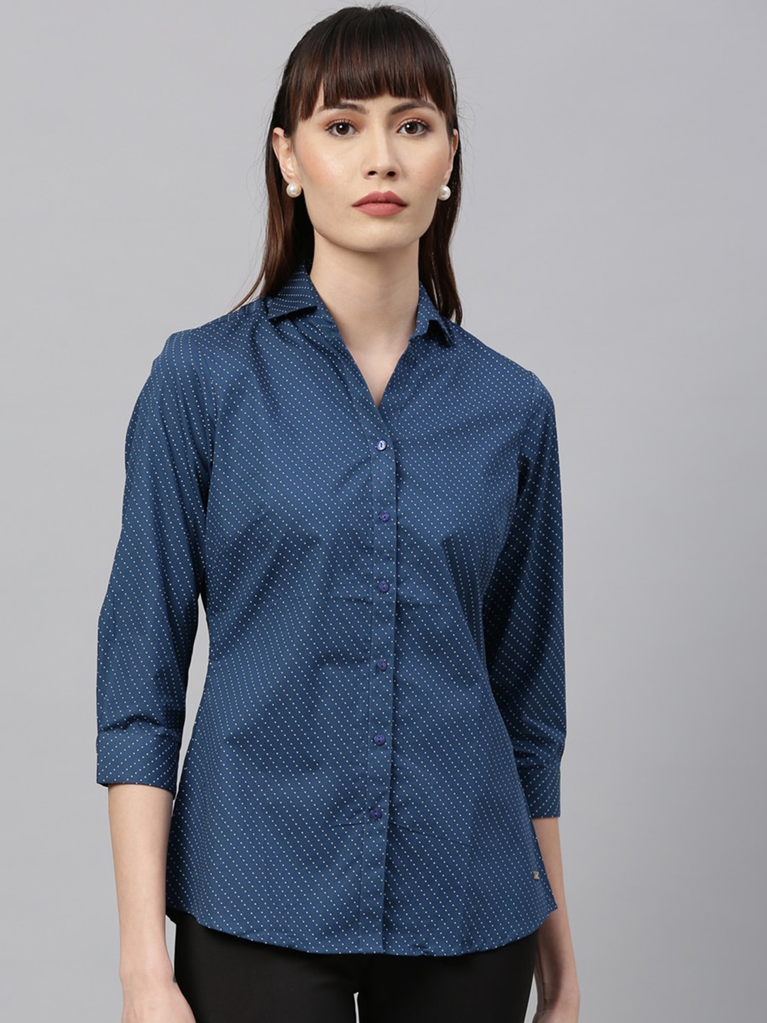 

Park Avenue Woman Women Blue Regular Fit Printed Casual Shirt