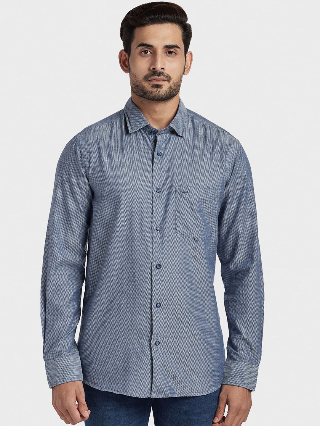 

ColorPlus Men Blue Tailored Fit Solid Casual Shirt