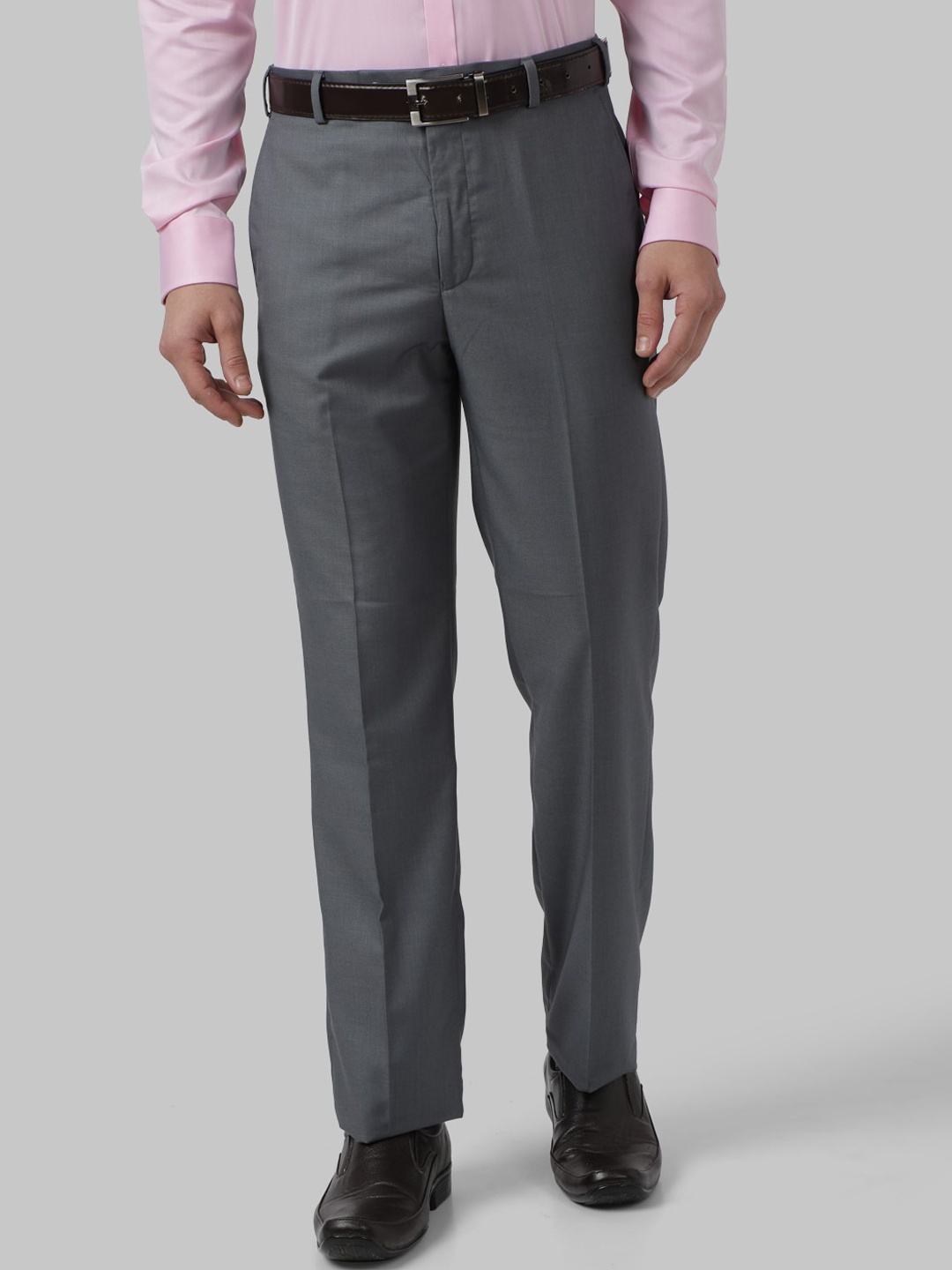 

Park Avenue Men Grey Regular Fit Solid Formal Trousers