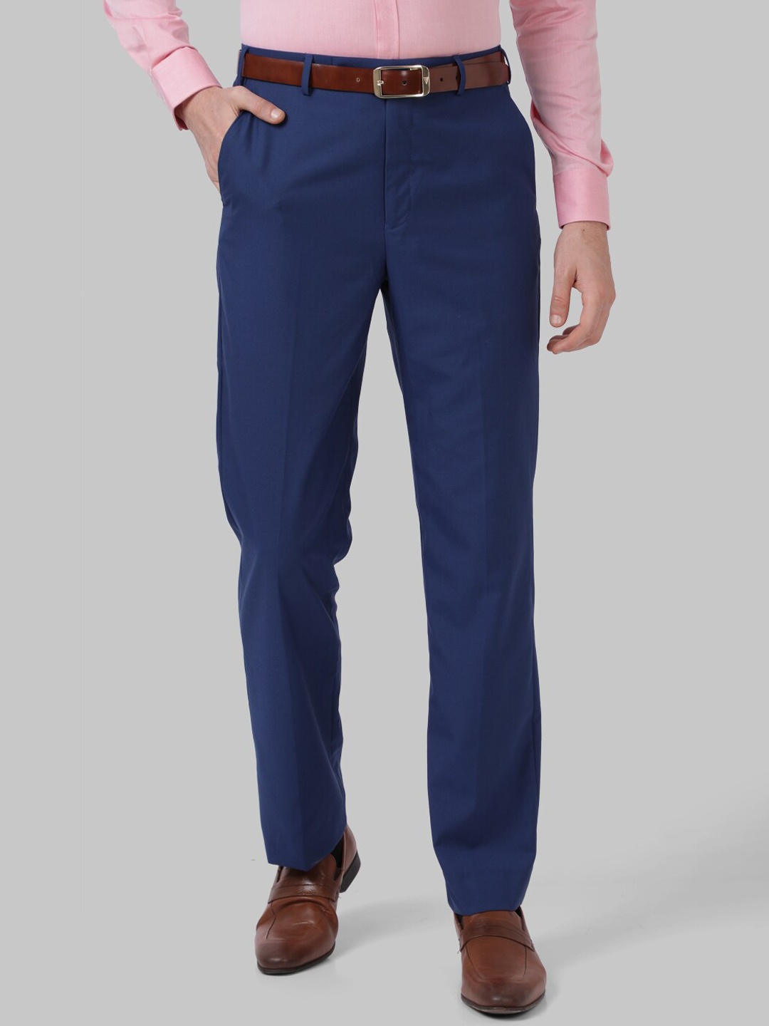 

Park Avenue Men Blue Regular Fit Solid Formal Trousers