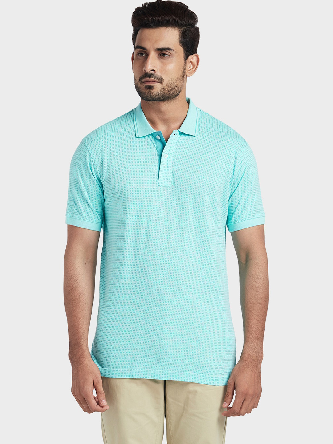 

ColorPlus Men Blue Solid Polo Collar T-shirt
