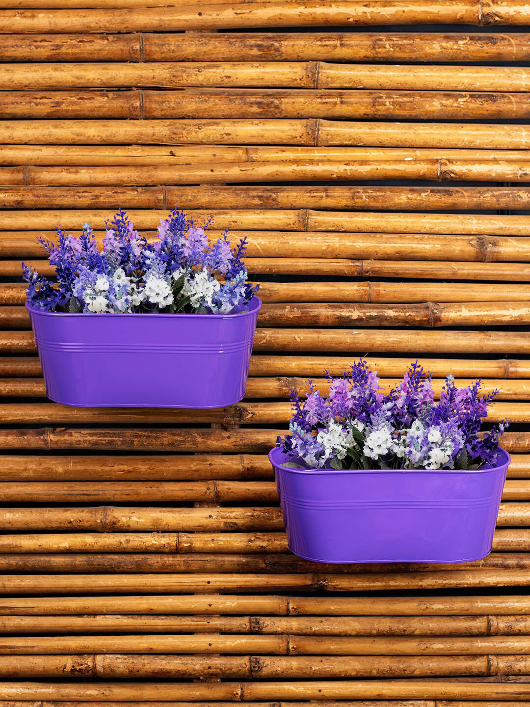 

green girgit Set Of 2 Purple Solid Planters
