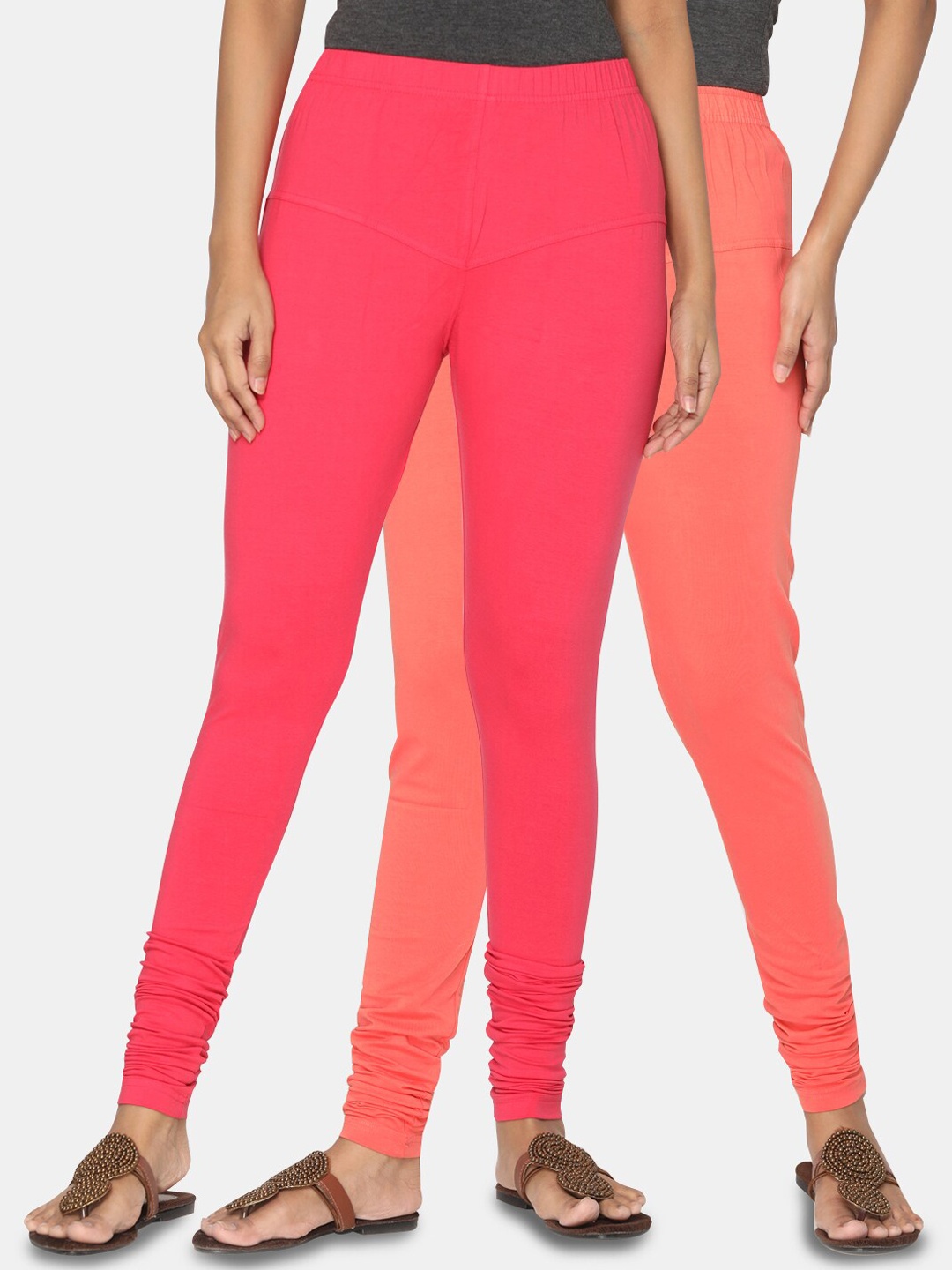 

TSG Bliss Women Pack of 2 Churidar Leggings, Pink