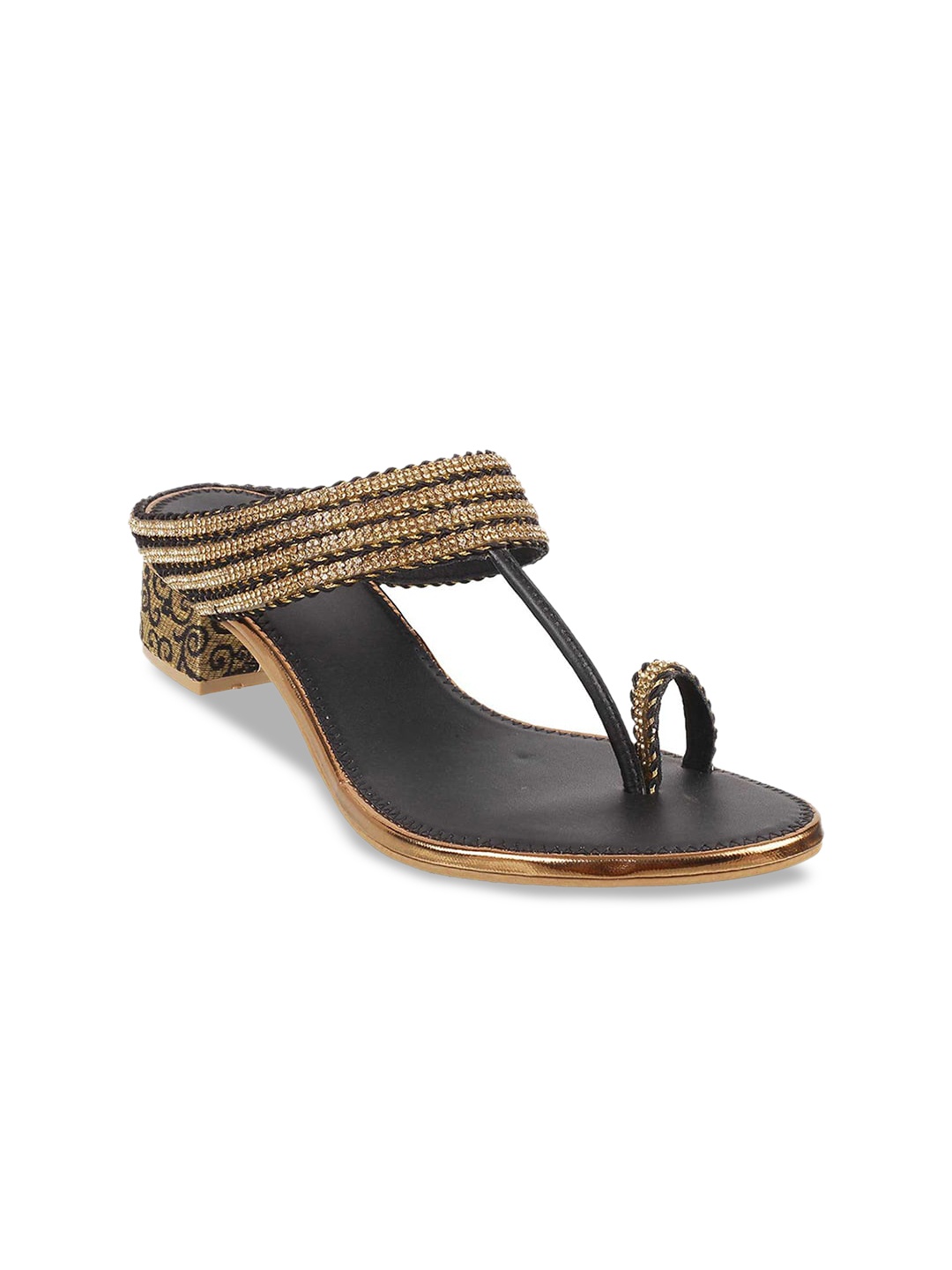 

Metro Women Gold-Toned & Black Solid Heels