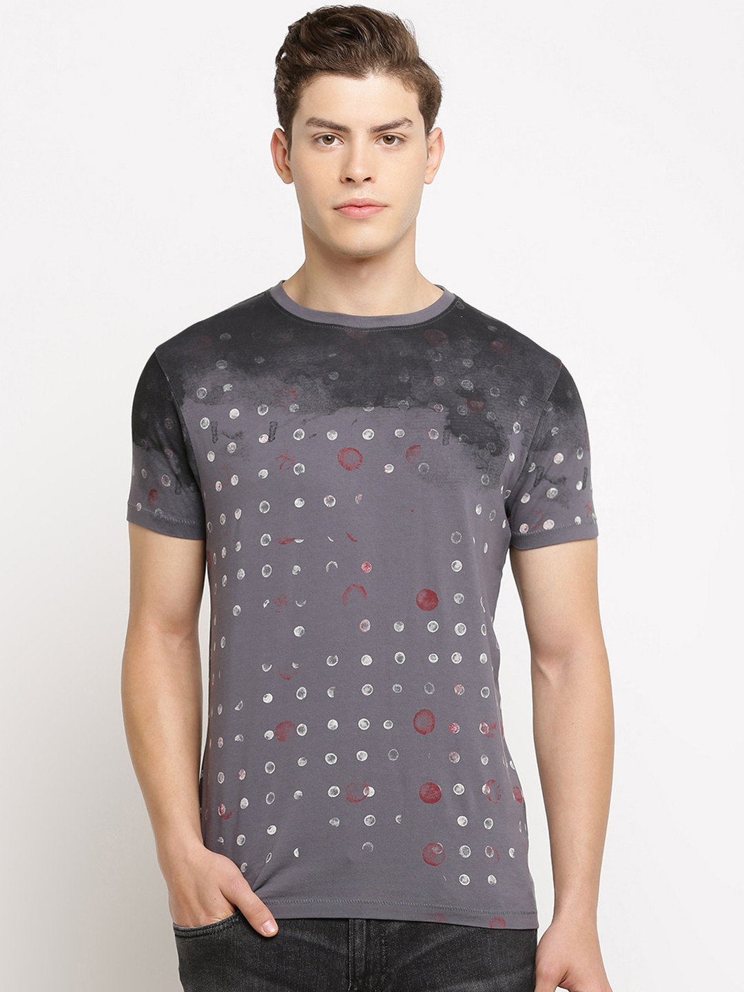 

Pepe Jeans Men Grey Printed Round Neck T-shirt