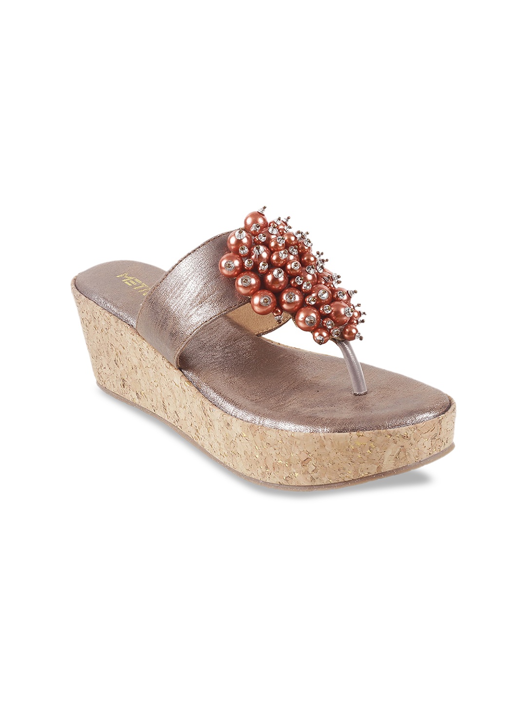 

Metro Women Gold-Toned Embellished Wedges