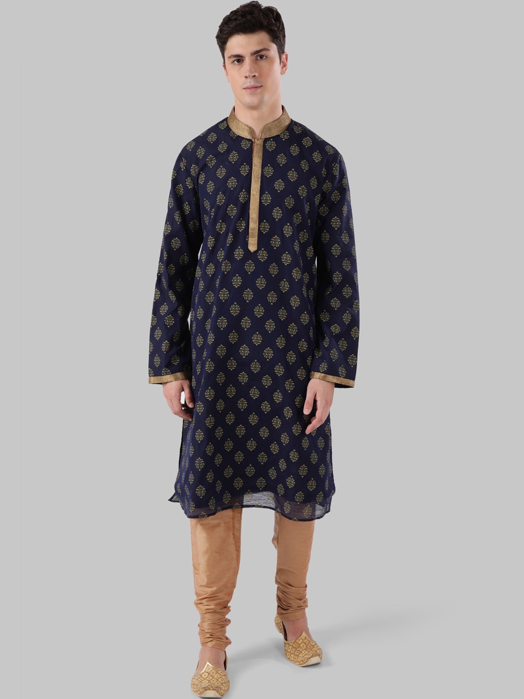 

Ethnix by Raymond Men Blue Woven Design Straight Kurta