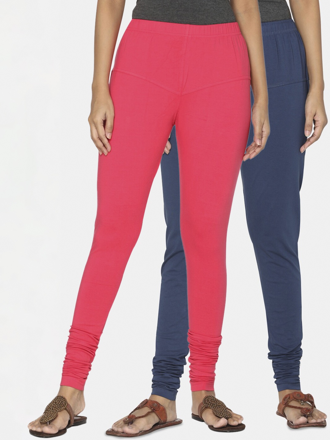 TSG Bliss Women Pack of 2 Bio Wash Churidar Leggings, Pink