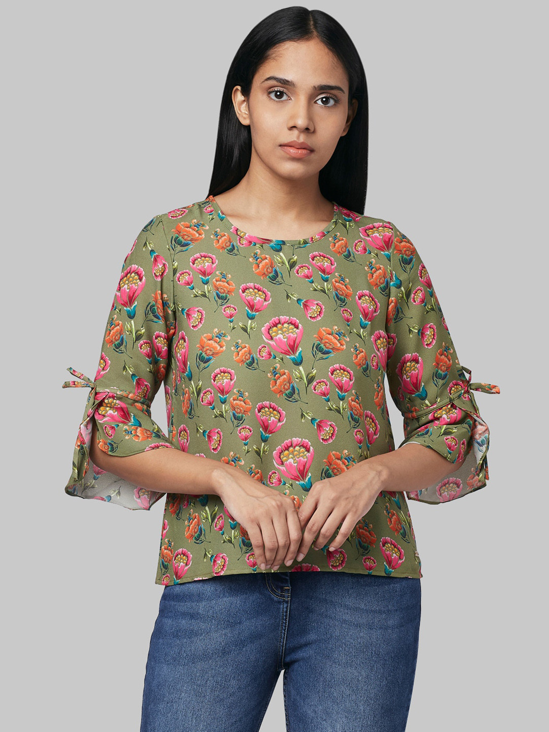 

Park Avenue Woman Women Green Printed Top