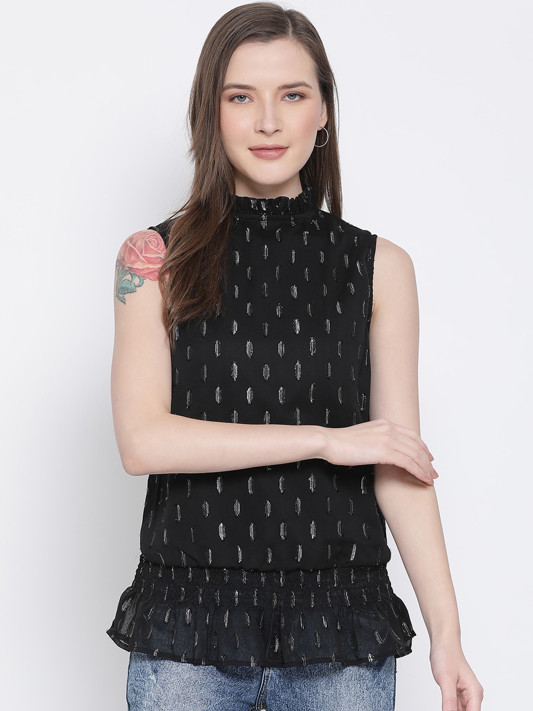 

Oxolloxo Women Black Embellished Top
