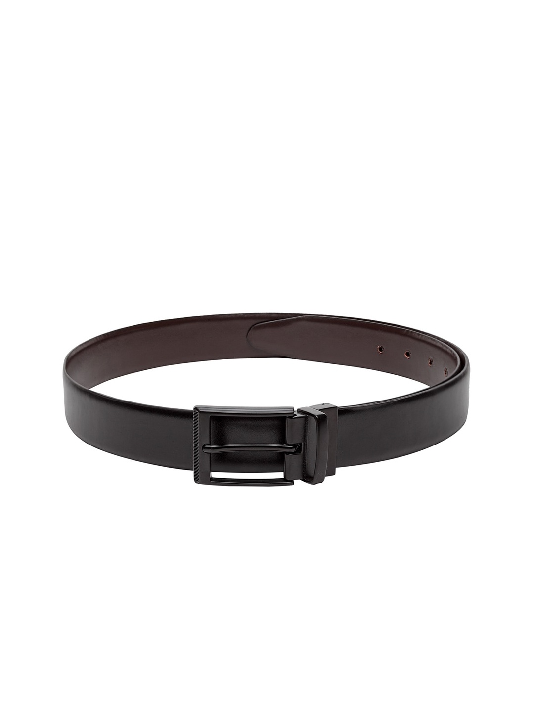 Teakwood Leathers Men Black & Brown Solid Leather Reversible Belt
