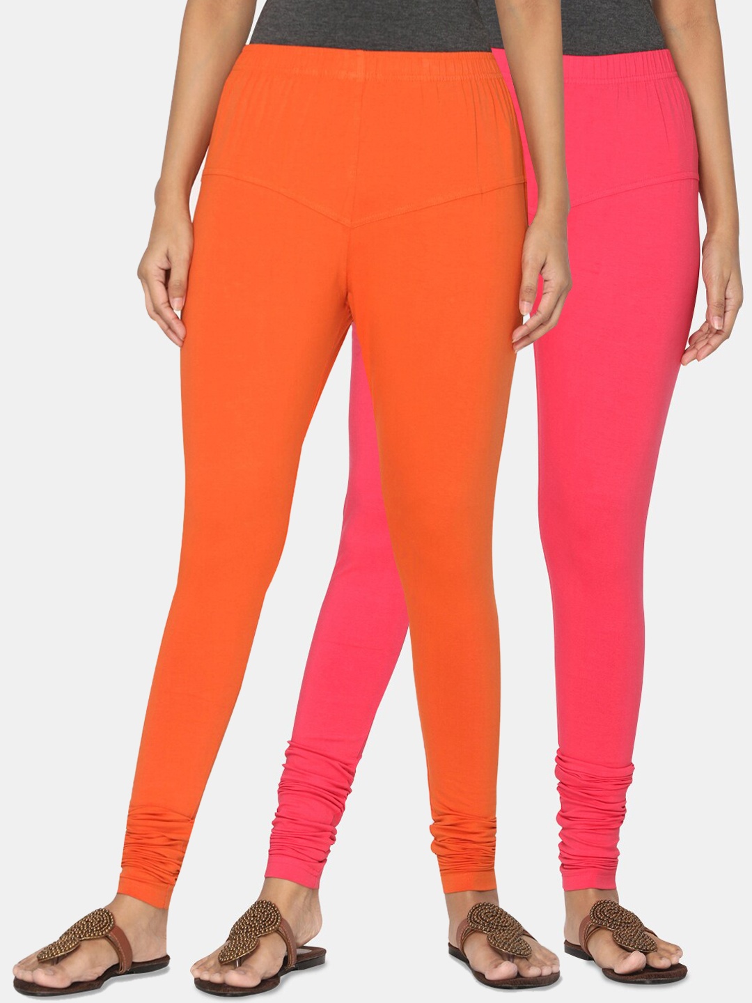 

TSG Bliss Women Pack of 2 Churidar Length Leggings, Pink