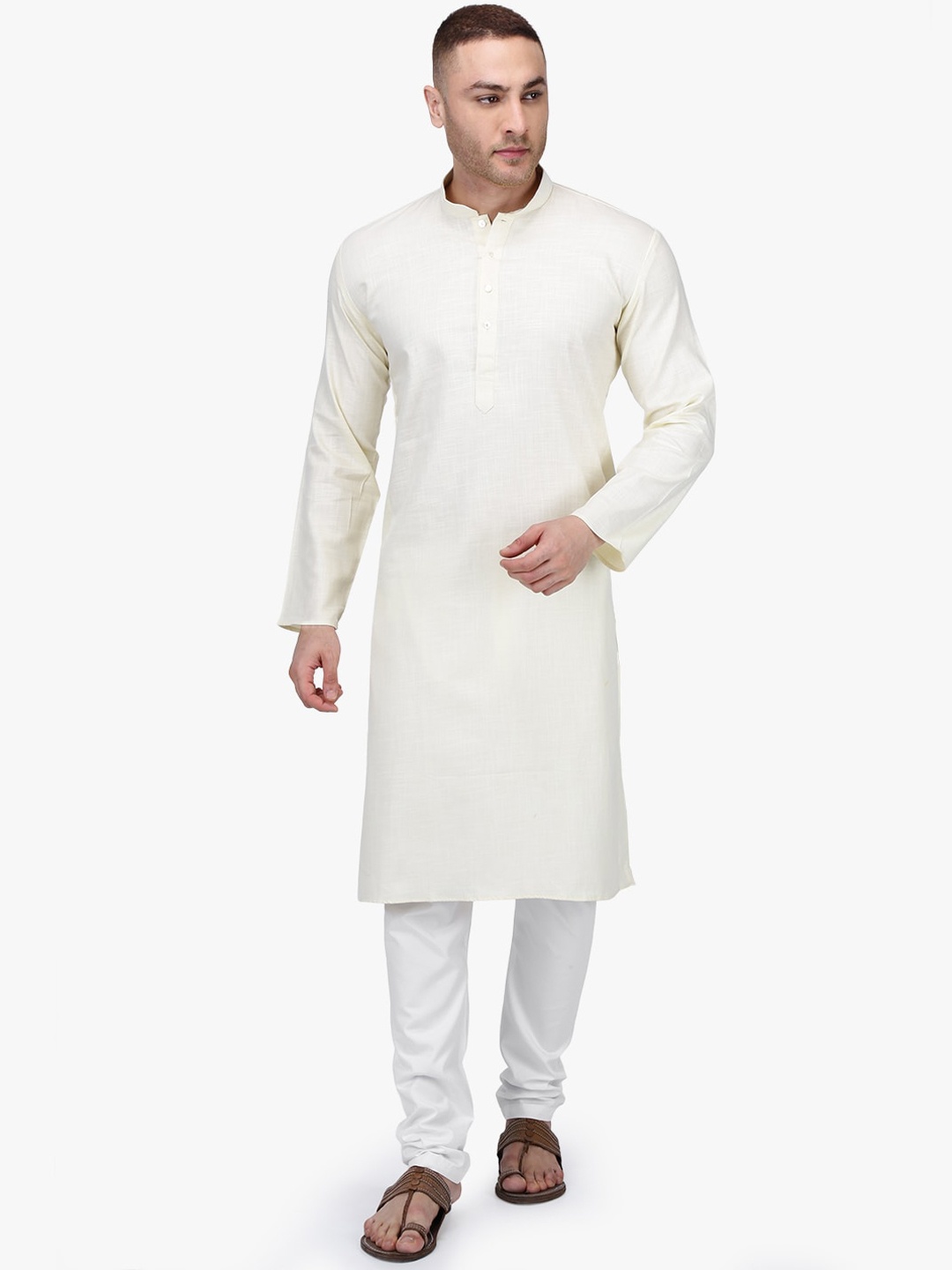 RAJUBHAI HARGOVINDAS Men Off-White Solid Kurta with Pyjamas